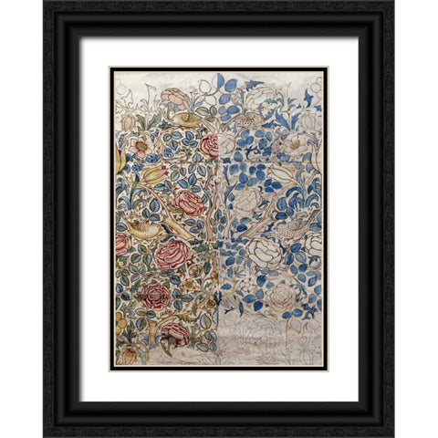 Design For Chintz: Rose Black Ornate Wood Framed Art Print with Double Matting by Morris, William