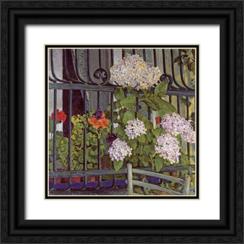 Geranium Black Ornate Wood Framed Art Print with Double Matting by Moser, Koloman