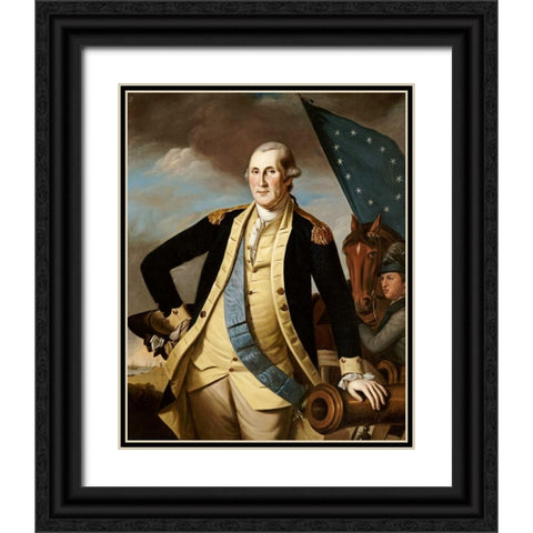 George Washington Black Ornate Wood Framed Art Print with Double Matting by Peale, Charles Willson