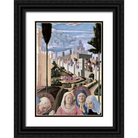 Deposition - Detail 3 Black Ornate Wood Framed Art Print with Double Matting by Angelico, Fra