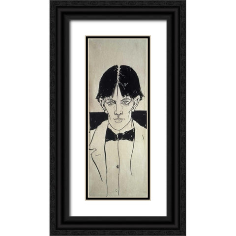 Self Portrait Black Ornate Wood Framed Art Print with Double Matting by Beardsley, Aubrey