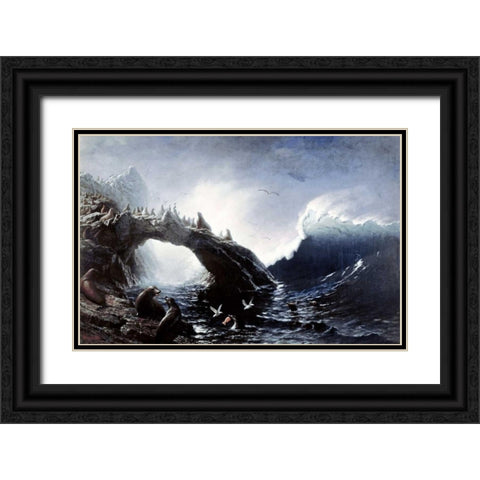 Farallon Island Black Ornate Wood Framed Art Print with Double Matting by Bierstadt, Albert