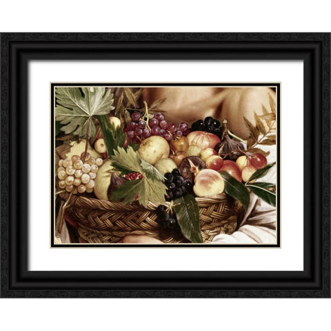 Boy With Basket of Fruit - Detail Black Ornate Wood Framed Art Print with Double Matting by Caravaggio