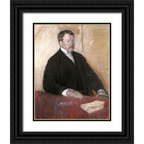 Alexander J. Cassatt Black Ornate Wood Framed Art Print with Double Matting by Cassatt, Mary