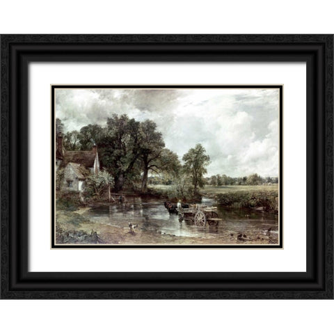 Haywain Black Ornate Wood Framed Art Print with Double Matting by Constable, John