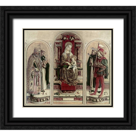 Madonna and Child With Saints Black Ornate Wood Framed Art Print with Double Matting by Crivelli, Carlo