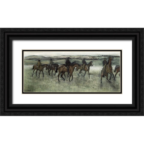 Race Horses Black Ornate Wood Framed Art Print with Double Matting by Degas, Edgar