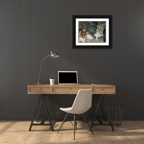 Repetition de Ballet Black Ornate Wood Framed Art Print with Double Matting by Degas, Edgar