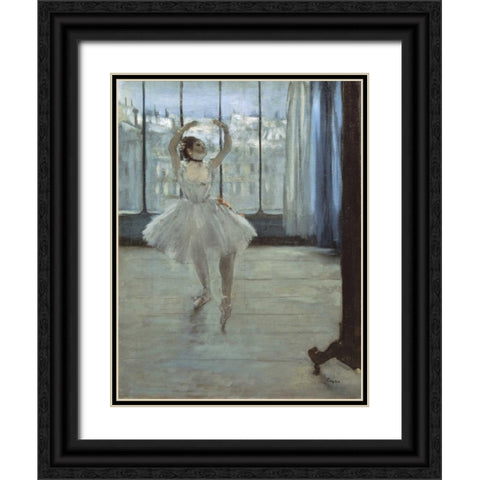 The Dancer at the Studio Black Ornate Wood Framed Art Print with Double Matting by Degas, Edgar