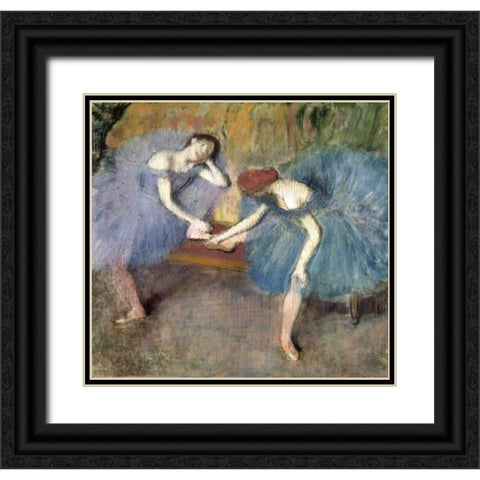 Two Dancers Resting, c. 1905-1910 Black Ornate Wood Framed Art Print with Double Matting by Degas, Edgar