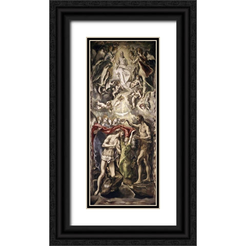 Baptism of Christ Black Ornate Wood Framed Art Print with Double Matting by El Greco