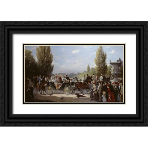 Frederich II and Victoria On The Way To Potstam Black Ornate Wood Framed Art Print with Double Matting by Eschwege, F.A. Elmar