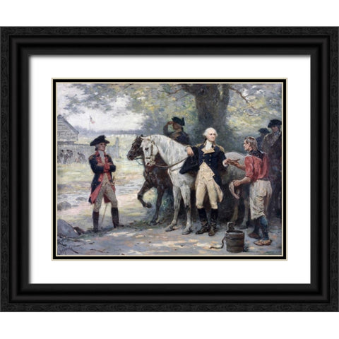 Washington at Half-Way Brook Black Ornate Wood Framed Art Print with Double Matting by Ferris, Jean Leon Gerome