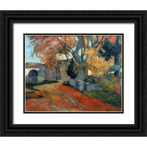 LAllee des Alyscalps Arles Black Ornate Wood Framed Art Print with Double Matting by Gauguin, Paul