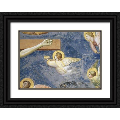 Crucifixion - Detail of Angels Black Ornate Wood Framed Art Print with Double Matting by Giotto