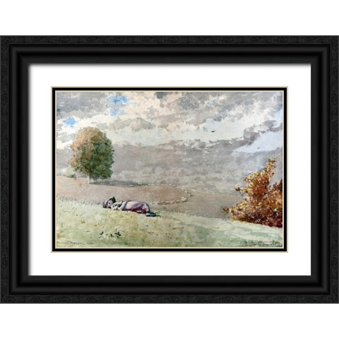 Daydreaming Black Ornate Wood Framed Art Print with Double Matting by Homer, Winslow