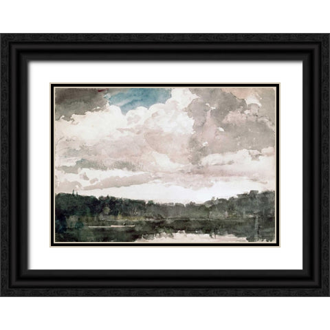 Lone Boat, North Woods Club, Adirondacks Black Ornate Wood Framed Art Print with Double Matting by Homer, Winslow