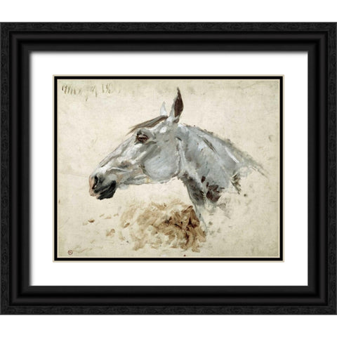 Testo Di Cavallo Black Ornate Wood Framed Art Print with Double Matting by Toulouse-Lautrec, Henri