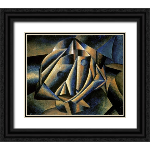 Face of a Peasant Girl Black Ornate Wood Framed Art Print with Double Matting by Malevich, Kazimir