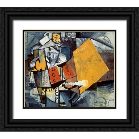 Guardsman Black Ornate Wood Framed Art Print with Double Matting by Malevich, Kazimir