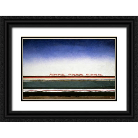 Red Cavalry Black Ornate Wood Framed Art Print with Double Matting by Malevich, Kazimir