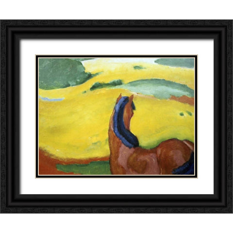 Horse in the Landscape Black Ornate Wood Framed Art Print with Double Matting by Marc, Franz