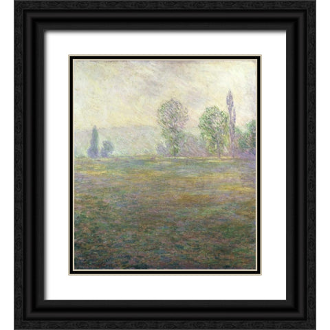 A Meadow in Giverny Black Ornate Wood Framed Art Print with Double Matting by Monet, Claude