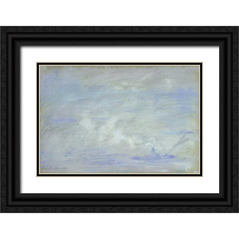 Boat on the Thames, Impression of Mist Black Ornate Wood Framed Art Print with Double Matting by Monet, Claude