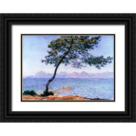 Cap dAntibes Black Ornate Wood Framed Art Print with Double Matting by Monet, Claude