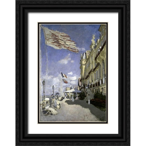 Hotel des roches noires, Trouville, 1870 Black Ornate Wood Framed Art Print with Double Matting by Monet, Claude