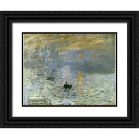 Impression: Sunrise Black Ornate Wood Framed Art Print with Double Matting by Monet, Claude