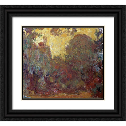 La maison de Giverny Black Ornate Wood Framed Art Print with Double Matting by Monet, Claude