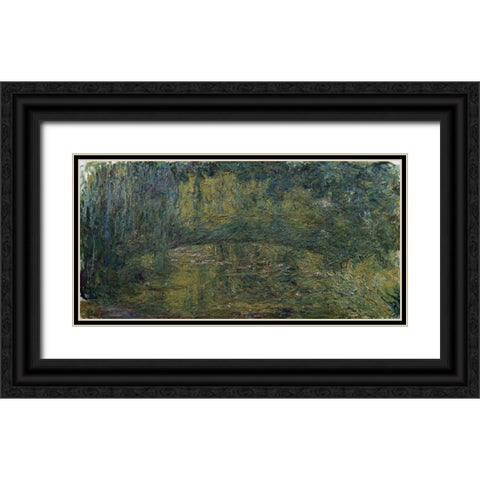 Le Pont japonais II Black Ornate Wood Framed Art Print with Double Matting by Monet, Claude