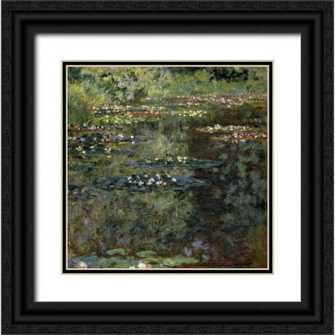 Pool with Waterlilies, 1904 Black Ornate Wood Framed Art Print with Double Matting by Monet, Claude
