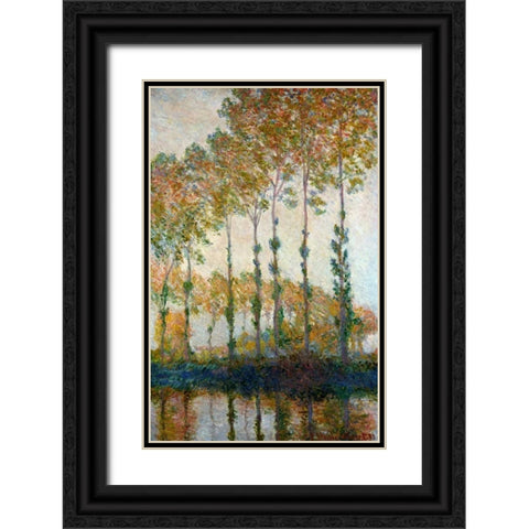 Poplars on the River Epte in Autumn, 1891 Black Ornate Wood Framed Art Print with Double Matting by Monet, Claude