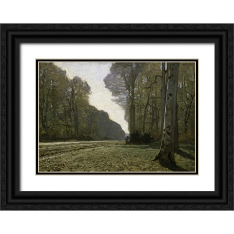 Route du Bas Breau Black Ornate Wood Framed Art Print with Double Matting by Monet, Claude