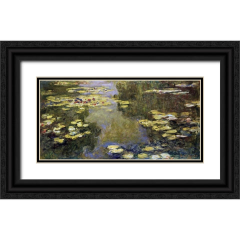 Water Lily Pond - Le Bassin aux nympheas Black Ornate Wood Framed Art Print with Double Matting by Monet, Claude