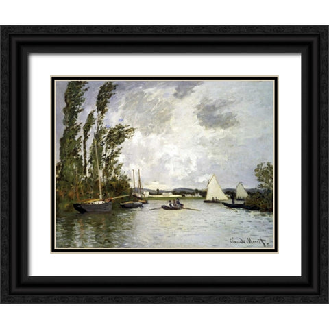 The Small Branch of the Seine at Argenteuil Black Ornate Wood Framed Art Print with Double Matting by Monet, Claude