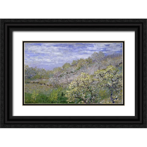Trees in Bloom - Arbres en fleurs Black Ornate Wood Framed Art Print with Double Matting by Monet, Claude