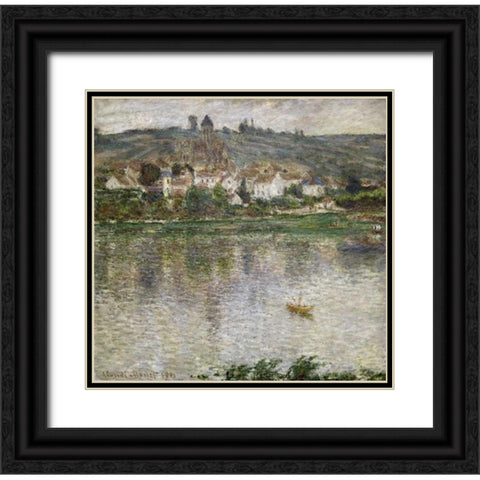 Vetheuil Black Ornate Wood Framed Art Print with Double Matting by Monet, Claude