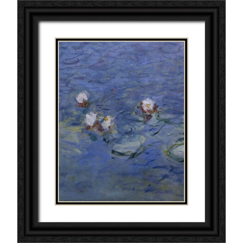 Water Lilies - Detail Black Ornate Wood Framed Art Print with Double Matting by Monet, Claude
