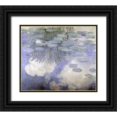 Water Lilies - Nymphaeas III Black Ornate Wood Framed Art Print with Double Matting by Monet, Claude