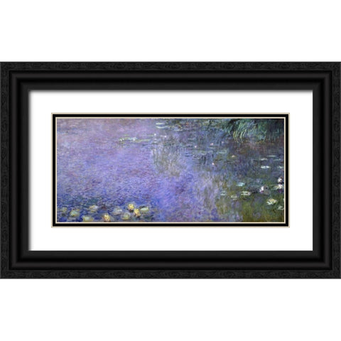 Water Lilies: Morning, c. 1914-26 - center-right panel Black Ornate Wood Framed Art Print with Double Matting by Monet, Claude