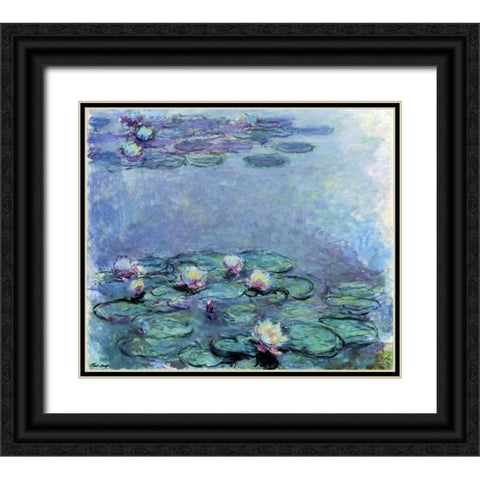 Water Lilies - Nympheas 1914-1917 Black Ornate Wood Framed Art Print with Double Matting by Monet, Claude