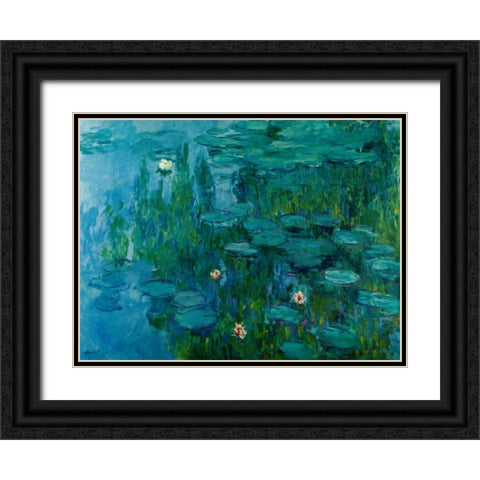 Water Lilies, c.1918-21 Black Ornate Wood Framed Art Print with Double Matting by Monet, Claude