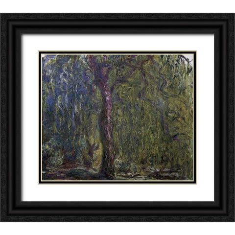 Weeping Willow - Saule pleureur Black Ornate Wood Framed Art Print with Double Matting by Monet, Claude