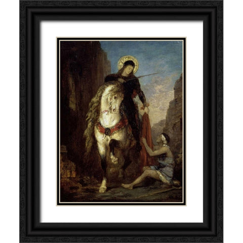 St. Martin Black Ornate Wood Framed Art Print with Double Matting by Moreau, Gustave