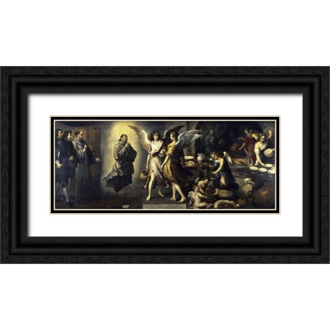 La Cuisine Des Anges Black Ornate Wood Framed Art Print with Double Matting by Murillo, Bartolome Esteban