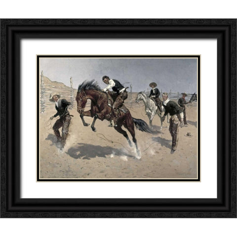 Turn Him Loose, Bill Black Ornate Wood Framed Art Print with Double Matting by Remington, Frederic