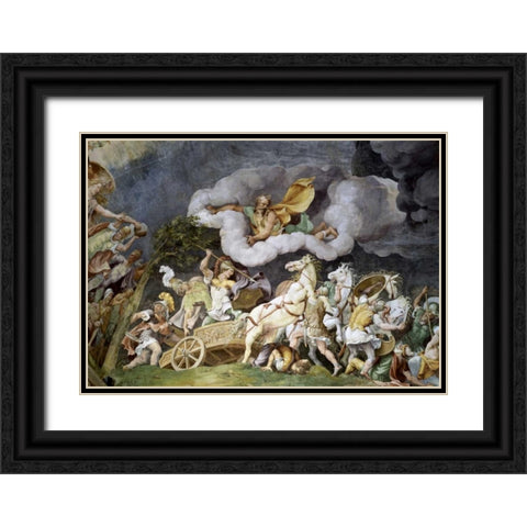Diomede Uccide Tideo Black Ornate Wood Framed Art Print with Double Matting by Romano, Giulio